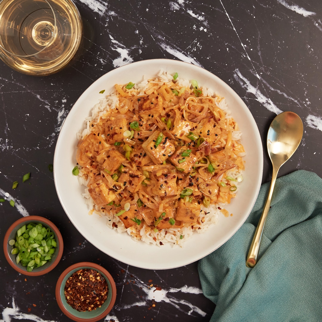 Spicy Tofu with Creamy Coconut Sauce